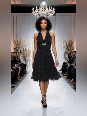 Black Plunge Neck Sleeveless Maxi Dress